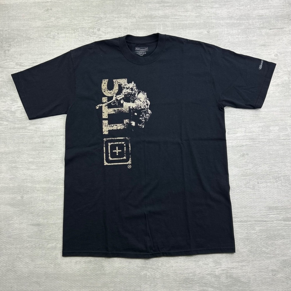 5.11 Tactical Series‎ Shirt Size Large Black Quartermaster Graphic Print Gun